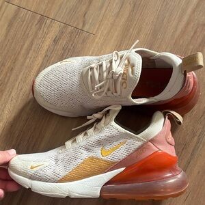Nike Air Max 270 Beige and Gold Sneakers